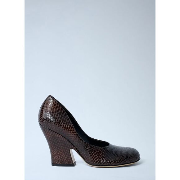 Dries Van Noten Women Python-Embossed Leather Wedge Pumps